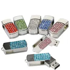 Rhinestone Crystal USB Flash Drive, Metal Business Style, 128MB/4GB/8G/16G/32G/64G, Diamond USB Drive, USB 2.0 Fashion G