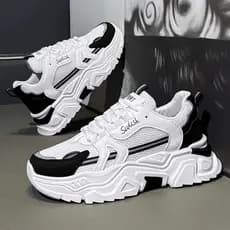 Nova Moda Masculina Sola Grossa Tênis Plataforma Malha Respirável Leve Baixo Topo Pai Sapatos Casuais Esportes De Caminh