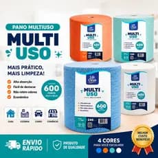 Pano Perfex Multiuso Rolo 600 Unidades 20x40cm, 240m Alta Absorção para Limpeza Doméstica e Comercial