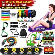 Kit 18 Itens Faixas Elásticas Fitness Extensor Musculação Treino em Casa Yoga Pilates Academia