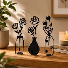 Kit 3 Vasos Decorativos Modernos de Mesa Decoração Minimalista para Sala, Estante e Escritório