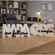 Esculturas Decorativas Minimalistas NADA me faltará + ORE e Confie Kit Preto Premium Luxo Moderno