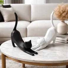 Escultura Gato Decorativo Moderno Premium Minimalista Elegante Decoração Sofisticada Casa Luxo