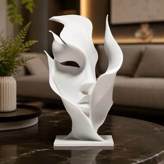 Escultura Decorativa Abstrata Moderna Premium Rosto Casa Luxo Sala Quarto Escritório 15cm Elegante