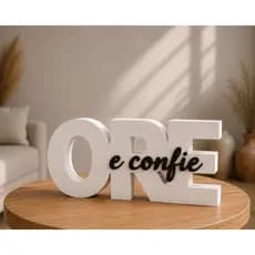 Esculturas Decorativas Minimalistas ORE e CONFIE Religioso Fé Casa Sala Rack Premium Luxo Moderno
