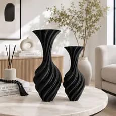 Kit 2 Vasos Decorativos Modernos Dourado Preto Branco Design Elegante Sala Mesa Aparador Presente