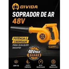 Soprador de Ar Sem Fio 48V Recarregável com 2 Baterias Alta Potência Limpeza Profissional
