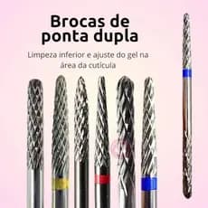 Broca Dupla Nail Designer Tungstênio Limpeza e Acabamento Gel