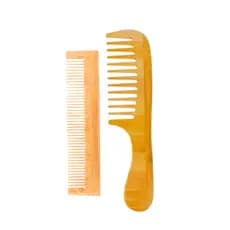 Kit Pente de Madeira Bambu com Cabo e Pente para Barba Escova e Desembaraça Sustentavel Ecológico