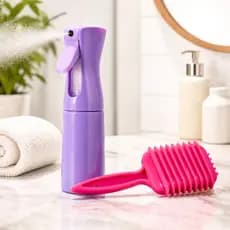Kit Borrifador de água tipo névoa infinita escova gringa cabelo cacheado ondulado desembaraça