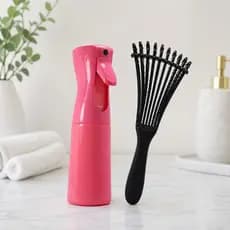 Kit Borrifador de Água Tipo Névoa Infinita Escova Polvo Cabelo Cacheado Ondeulado Desembaraça