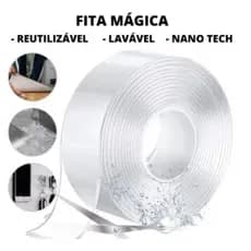 Kit 3x Fita Nano Gel 5m Dupla Face Ultra Forte Transparente Lavável Reutilizável Fixação Sem Furadeira