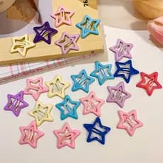 Presilhas de Cabelo Estrela Coloridas Estilo Y2K Antiderrapantes Design Leve Cores Sortidas Uso Diário