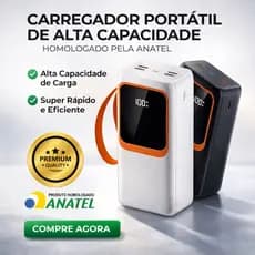 Carregador Portátil Power Bank 30000mAh PD 66W com carregamento ultrarrápido e Display Digital