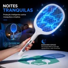 Raquete Elétrica Recarregável Mata Pernilongos Mosquitos E Atrai Com Iluminação UV Qualidade