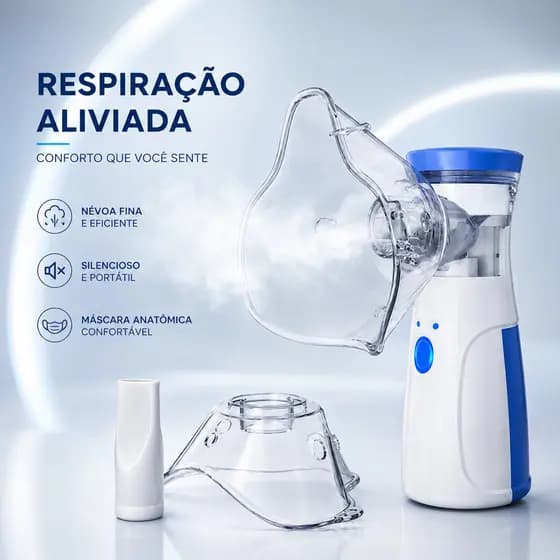 Aparelho Inalador Nebulizador Ultrassônico Portátil Silencioso Recarregável Adulto Infantil
