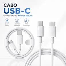 Cabo USB-C para USB-C 60W Ultra Rápido Compatível com iPhone 15 16 17 e Android