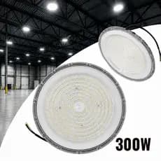 Kit5/10/20 Luminária Ufo Led 300w Galpão Industrial Highbay Ip65 Bivolt Carcaça Cinza Luz Frio 6500k