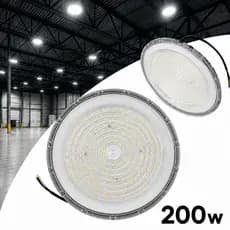 Kit5/10/20 Luminária Ufo Led 200w Galpão Industrial Highbay Ip66 Bivolt Carcaça Cinza Luz 6500k Frio