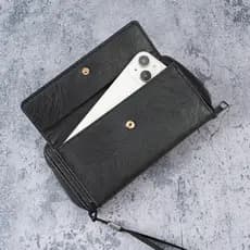 Carteira Masculina de Negócios, Grande Capacidade, Fechamento com Zíper, Múltiplos Compartimentos para Cartões, Estilo C