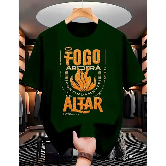 Camiseta Unisex A Chama da Fé que Nunca se Apaga 100% Algodão Unissex Camisa Premium