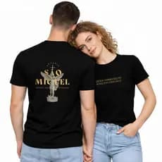 Camiseta Católica Kit Casal Feminino Masculina Fé Proteção São Miguel Arcanjo Conjunto Estiloso Cristão