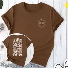 Camiseta Camisa Blusa Unissex Oração Credo 100% Algodão Cristã Católico Várias Cores Básica