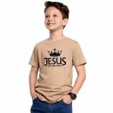 Camiseta Infantil e Juvenil Jesus Salva Cristão 100% Algodão Premium Criança Personalizada Blusa Camisa Unissex