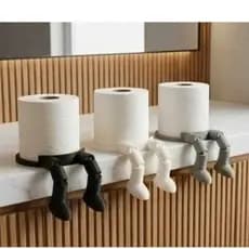 Suporte para Papel Higiênico Articulado Decorativo Boneco para Banheiro Organizador de Rolo
