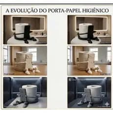 Suporte para Papel Higiênico Articulado com Porta Celular Decorativo para Banheiro Organizador de Rolo