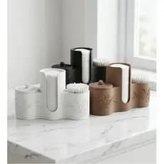 Organizador de Banheiro para Algodão e Cotonetes com Porta Objetos e Tampa para Maquiagem e Higiene Pessoal