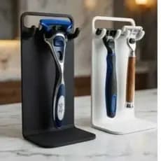 Suporte para Gilete de Barbear Organizador de Bancada ou Parede com Fita Adesiva para 1 ou 2 Aparelhos