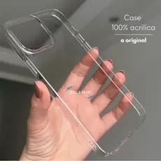 Capa Case Acrílica Fina para iPhone 16 Pro Max 15 14 13 12 11 - Casca de Ovo Ultra Slim Rígida Premium