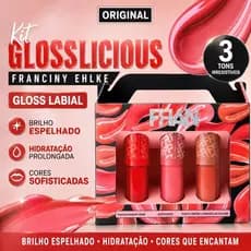 Kit Glosslicious Original Gloss Labial Brilho Espelhado Hidratação Intensa