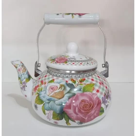 Chaleira esmaltada 2,5 litros inox com estampa floral