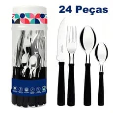 Jogo De Talheres 24 Peças Aço Inox Faqueiro Resistente Colorido Para Casa Cozinha