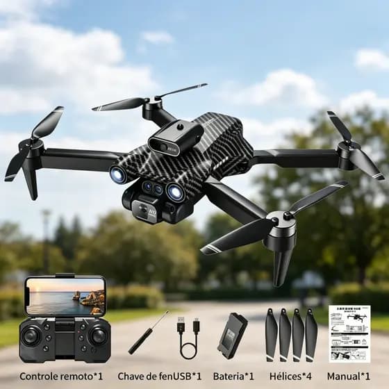 Drone Voo Aéreo | Câmera Dupla 8K HD  Evitação de Obstáculos, Transmissão 5G Sem Delay Zoom 50x & Seguimento Inteligente