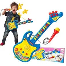 Brinquedo Instrumento Guitarra Eletrica Infantil Com Microfone Luz Som Menino Menina Rock Kizumba