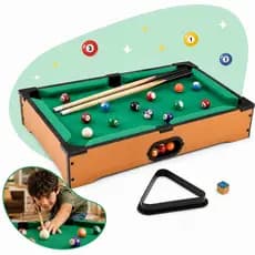 Mini Mesa Jogo De Sinuca Bilhar Snooker Infantil Portatil 51cm Completa Madeira MDF Completa Kizumba