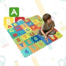 Tapete Infantil Bebê Seguro Lavável EVA 36 Peças Educativo Alfabeto Letras Números Tatame Kizumba