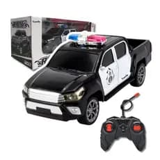 Carrinho Controle Recarregavel Remoto Policia Caminhonete Toyota Hilux Infantil Resistente Kizumba
