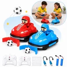 Kit Com 2 Carrinho Kart Controle Remoto Batalha Bate Bate Jogo Bola Trave Gol a Gol Infantil Kizumba