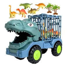 Caminhao Dinossauro Jaula De Transporte Safari Verde Com 4 Dinossauros Kizumba