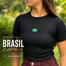 Blusa brasil feminina canelada baby tee  baby look basica ajuste perfeito bordada ribana premium