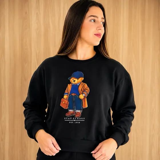 moleton feminino estampa urso bear flanelado grossinho  casaco moleton casual chic moleton estiloso