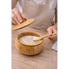 Açucareiro Bambu Luxo Com Colher Design Sustentável Cozinha Prática