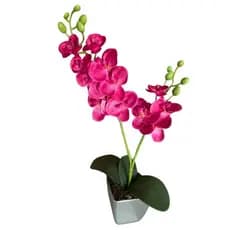 Arranjo de Orquídea Artificial com Vaso Prata Flor Decorativa Planta Artificial Elegante Casa Sala