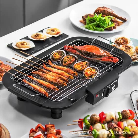 230V padrão europeu 220V doméstico aquecimento elétrico grill pan antiaderente CE churrasqueira elétrica sem fumaça