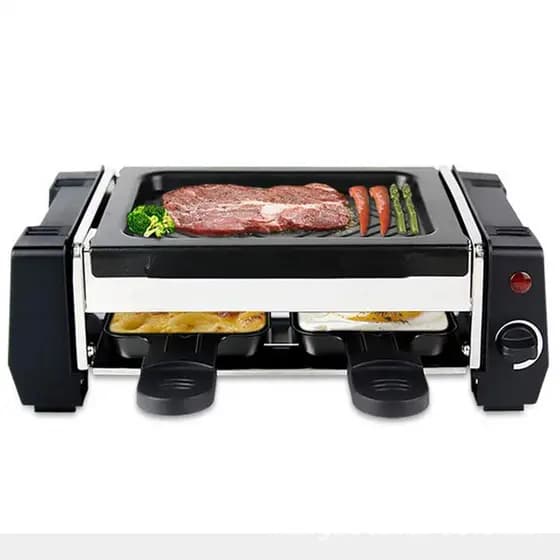 Grelha elétrica doméstica para churrasco, grelha elétrica antiaderente, máquina de churrasco Teppanyaki, sem fumaça