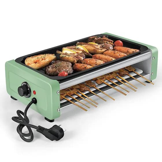 Churrasqueira dupla elétrica sem fumaça espeto de churrasco churrasqueira elétrica interna grelha multifuncional